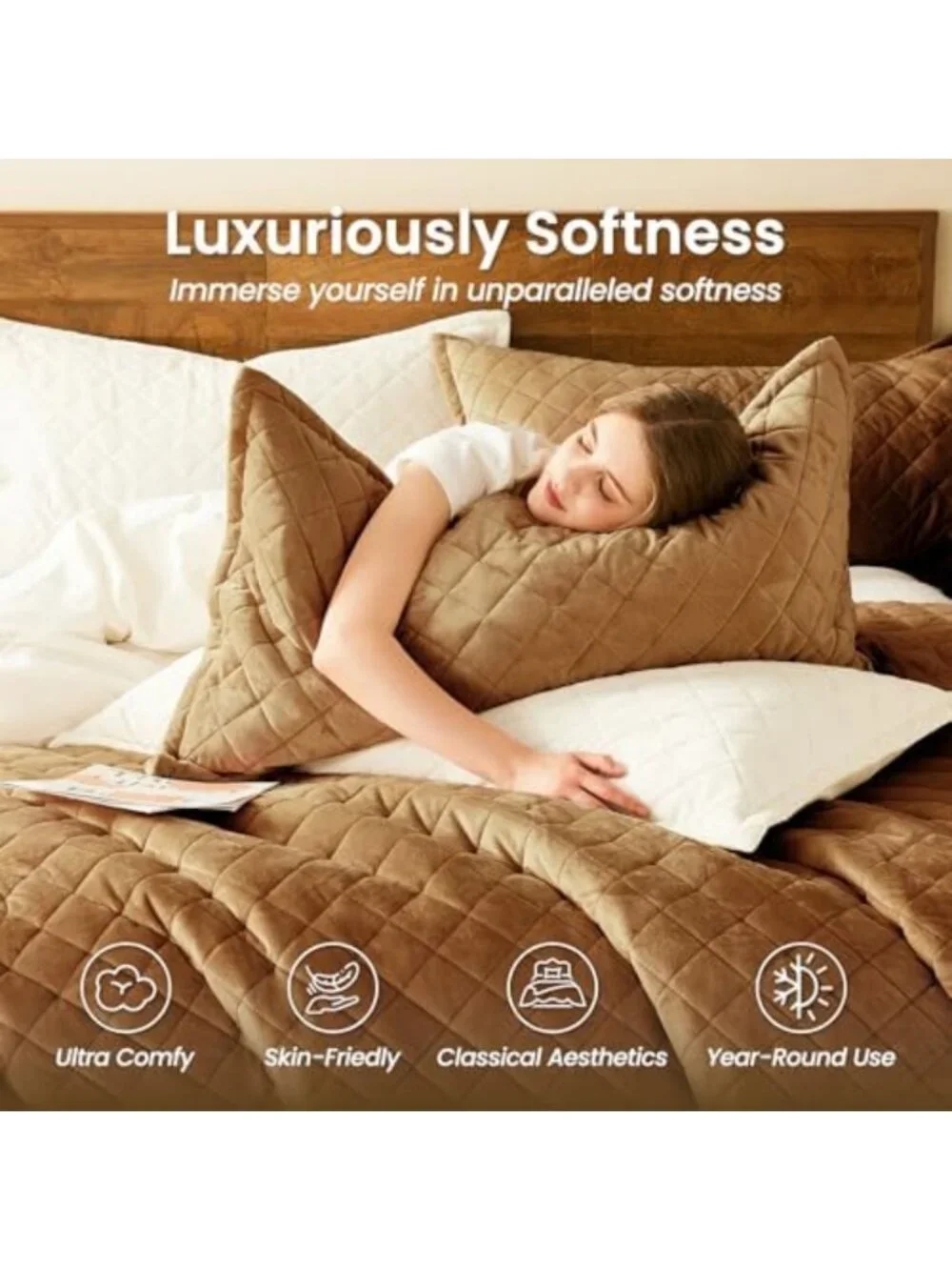 Luxurious King Size Velvet Quilt Set - 3-Piece Reversible Bedding Comforter